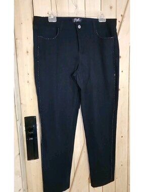 VTG Earl Jeans Black Skinny Ankle Stretch Denim Rhinestone EMBELLISHE SZ 14 Y2K